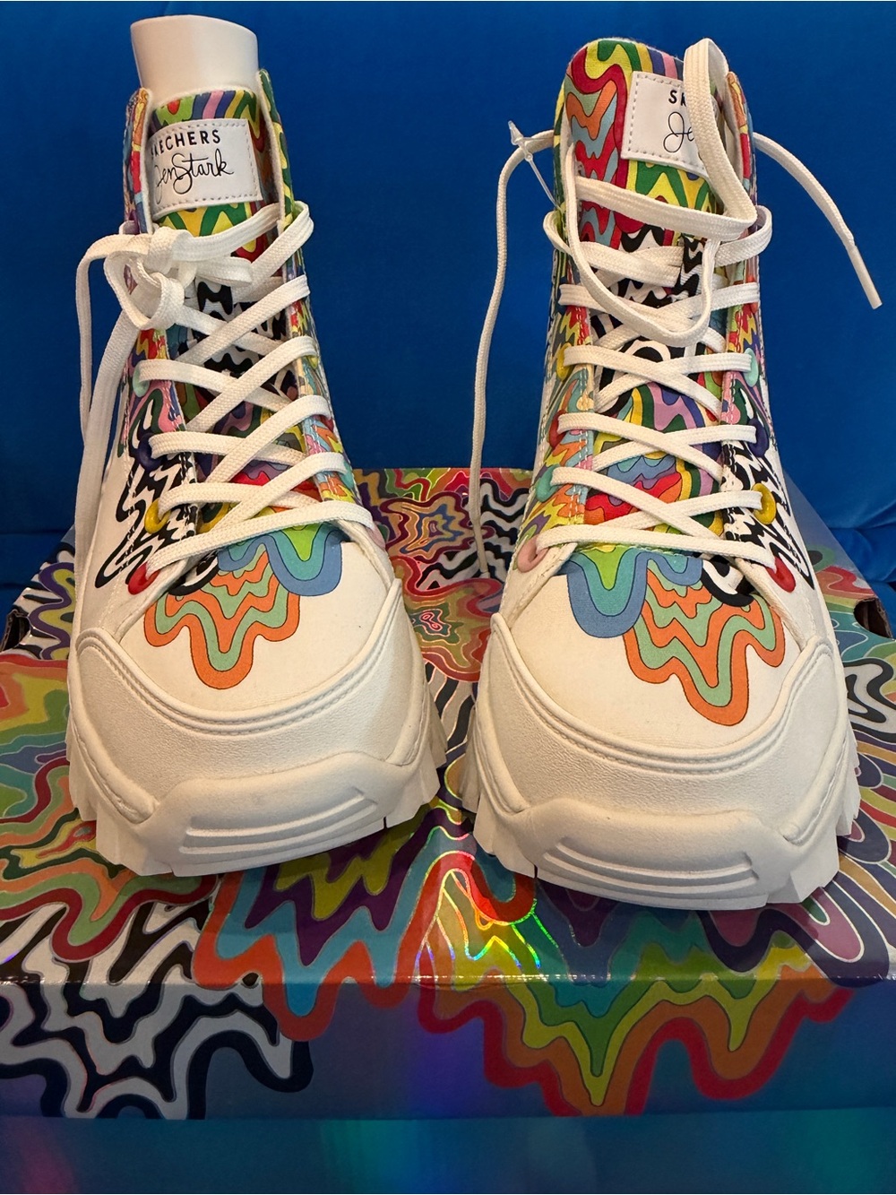 NWT Skechers Jen Stark Street Hi-Ryze Drippy Design High Top Boots 8.5 - RARE!